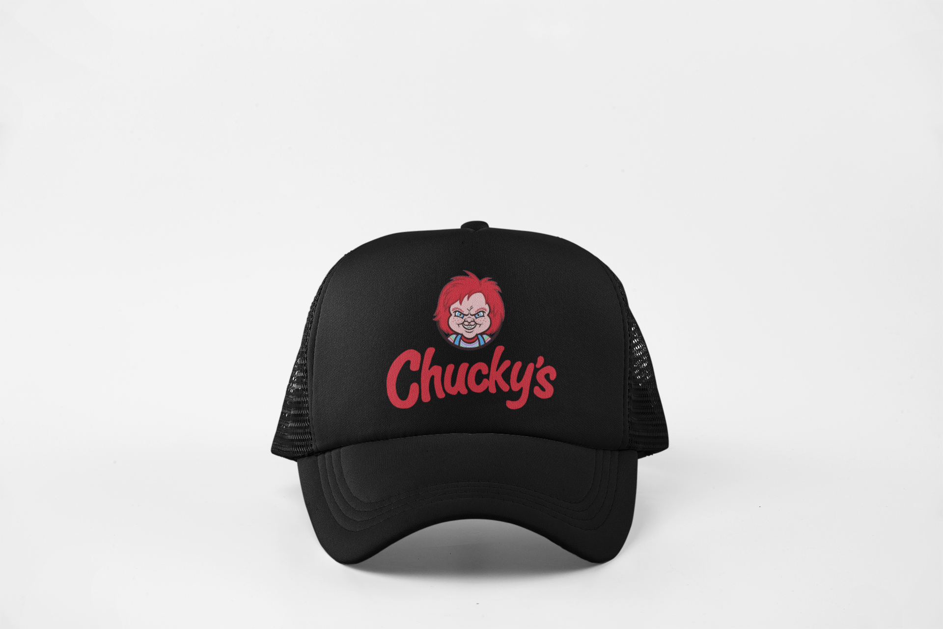 trucker hat chucky with wendy's style text